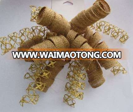 Christmas Natural Jute Woven Ribbon Hair Decoration Curly Bow