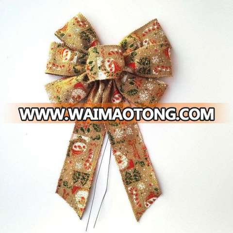 Christmas Holiday Decorative Burlap Flower Ribbon for Bows